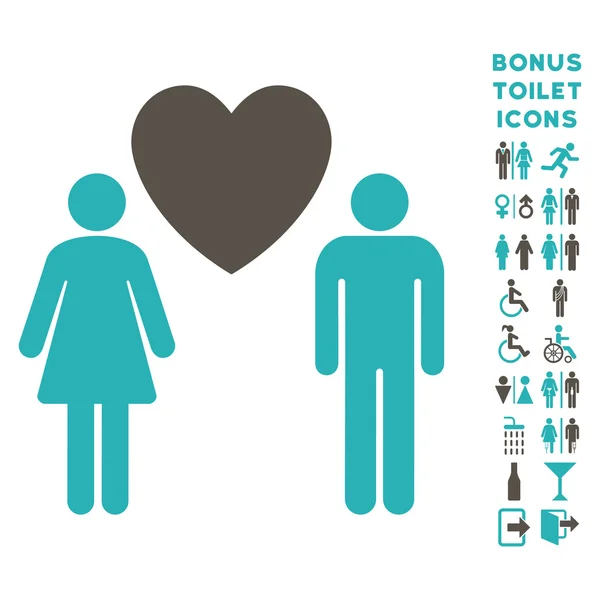 Amour Personnes Appartement vectoriel Icône et Bonus — Image vectorielle