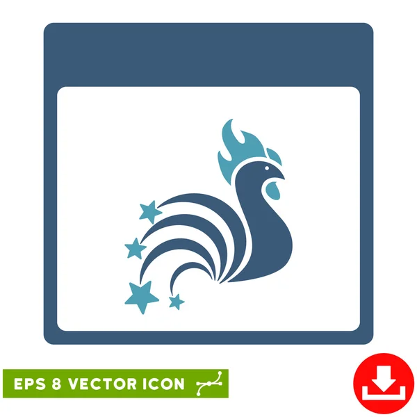 Rooster Fireworks Calendar Página Vector Eps icono — Vector de stock