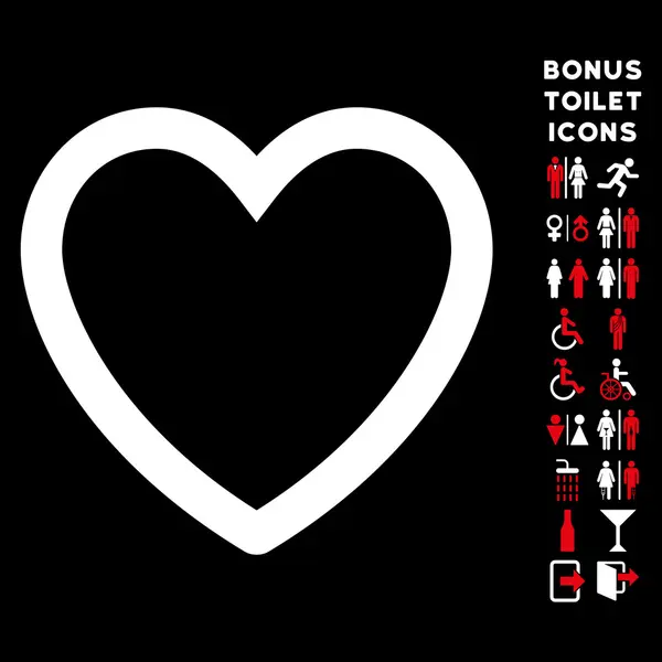 Liefde hart platte Vector pictogram en Bonus — Stockvector