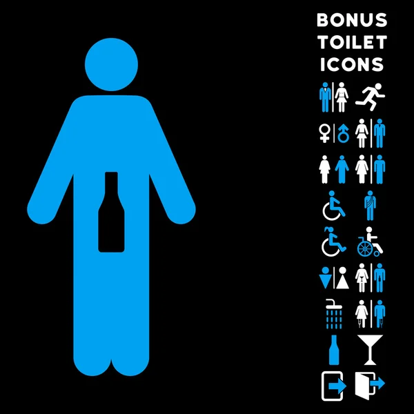 WC Man platta vektor symbol och Bonus — Stock vektor