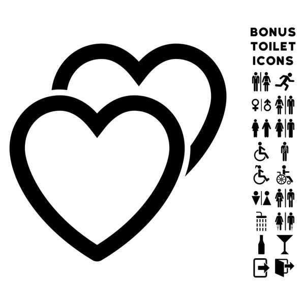 Corazones de amor plana Vector icono y bono — Vector de stock