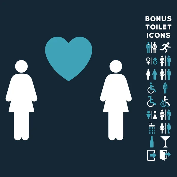 Icône vectorielle plate et bonus de paire d'amour Lesbi — Image vectorielle