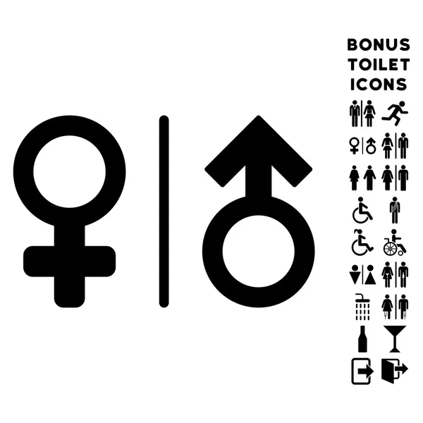 Τουαλέτα φύλο σύμβολα επίπεδη διάνυσμα εικονίδιο και μπόνους — Διανυσματικό Αρχείο