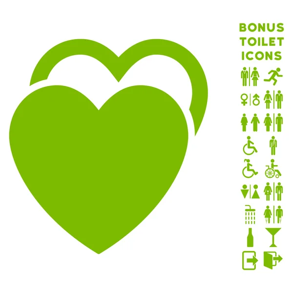 Love Hearts Flat Vector Icon and Bonus — Stock Vector