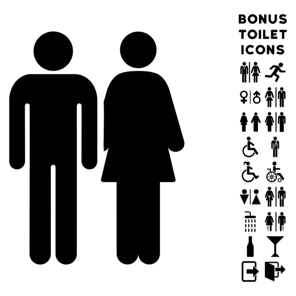 Married Couple Flat Vector Icon and Bonus — Stock Vector