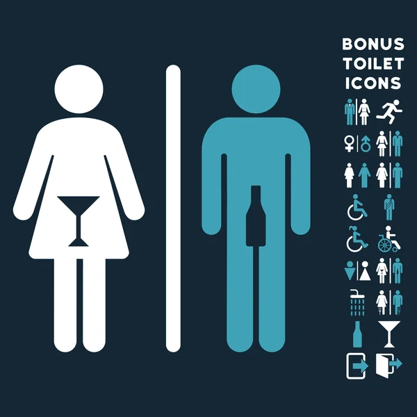 WC Personas Apartamento Vector Icono y Bono — Archivo Imágenes Vectoriales