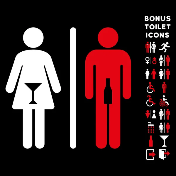 Wc personen flache vektorsymbol und bonus — Stockvektor