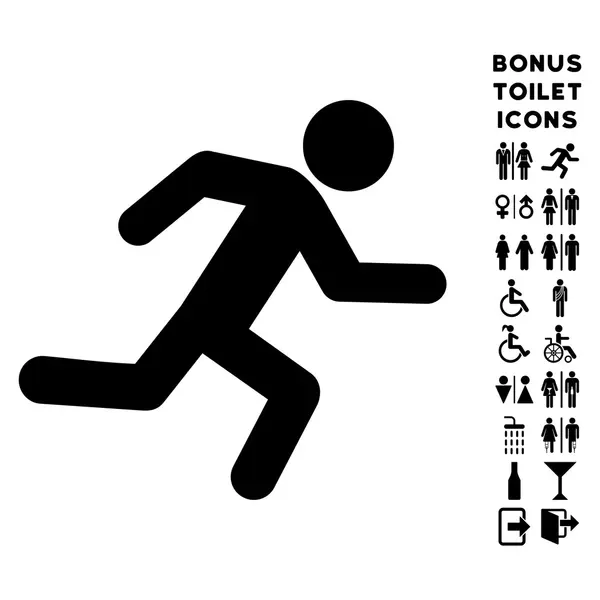 Running Man Flat Vector Icon and Bonus — Stock Vector
