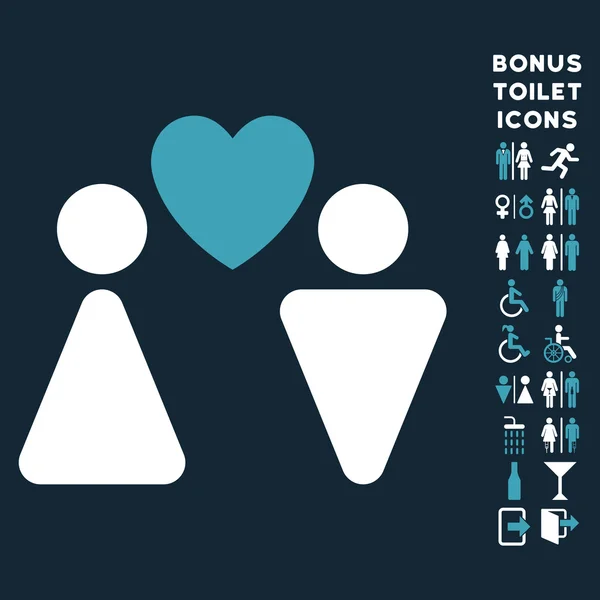 Amour couple plat vectoriel icône et bonus — Image vectorielle
