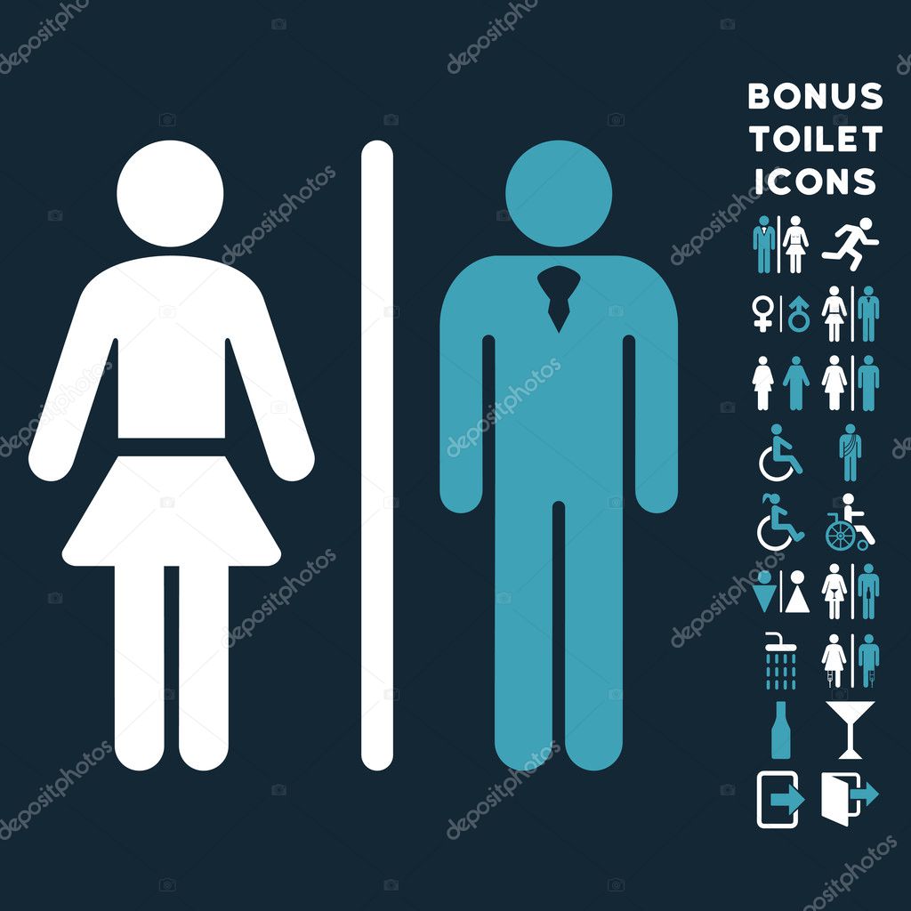 Toilet Persons Flat Vector Icon and Bonus