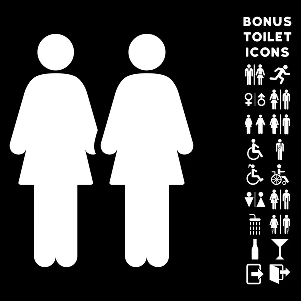 Lesbi couple plat vectoriel icône et bonus — Image vectorielle