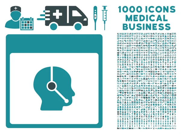 テレマーケティング オペレーター カレンダー ページ アイコン 1000 医療ビジネスの記号します。 — ストックベクタ