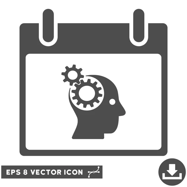 Brain Gears Calendar Day Vector Eps Icon — Stock Vector