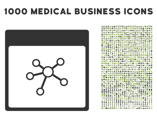 Συνδέσεις ημερολόγιο εικονίδιο σελίδας με τις 1000 ιατρικές επιχειρήσεις σύμβολα — Διανυσματικό Αρχείο