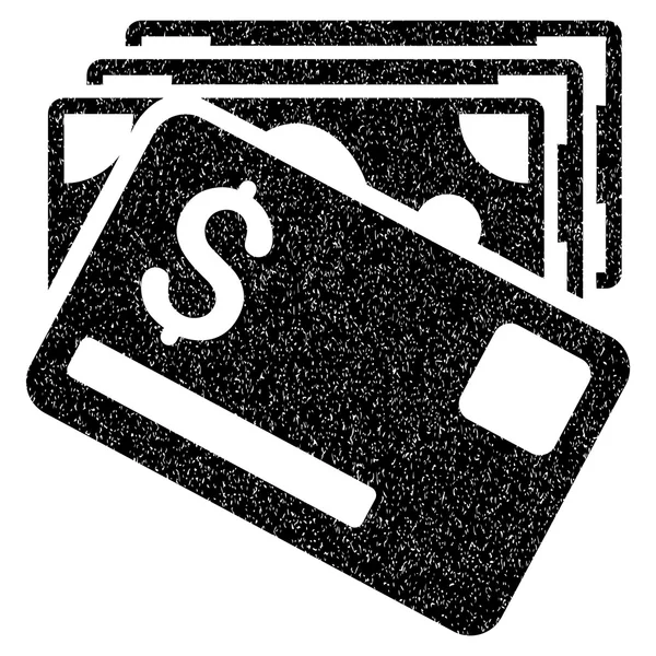 Banknoten und Karte körniges Textur-Symbol — Stockfoto