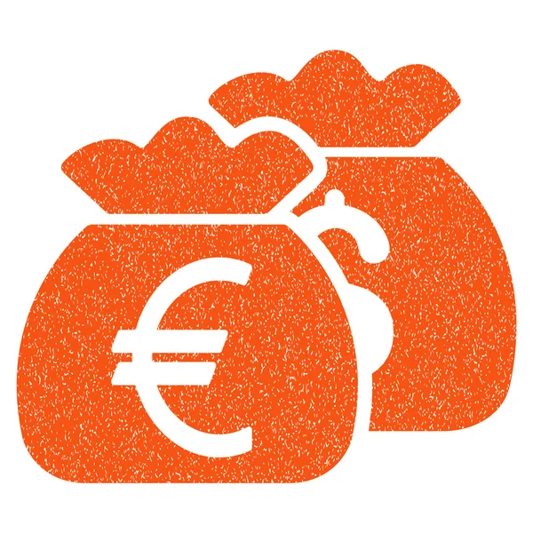 Ícone de textura granulada de sacos de dinheiro Euro — Fotografia de Stock