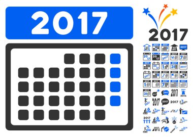 2017 ay takvim simgesini 2017 yılı ile Bonus semboller