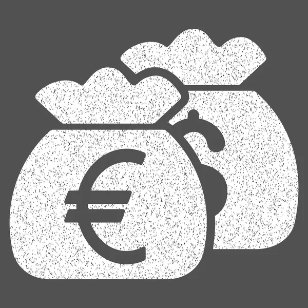 Pictogram van de korrelige textuur van de zakken van euro geld — Stockvector