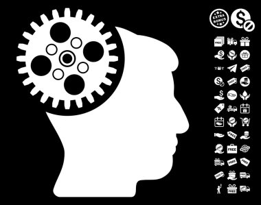 Ücretsiz Bonus ile baş Gearwheel simgesi