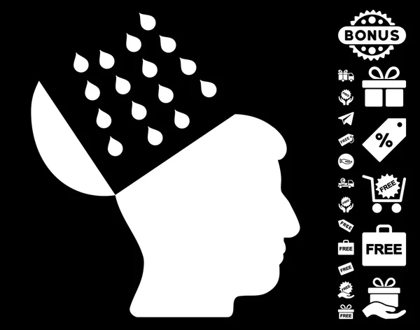 Brain Shower Icon With Free Bonus — Stockvector