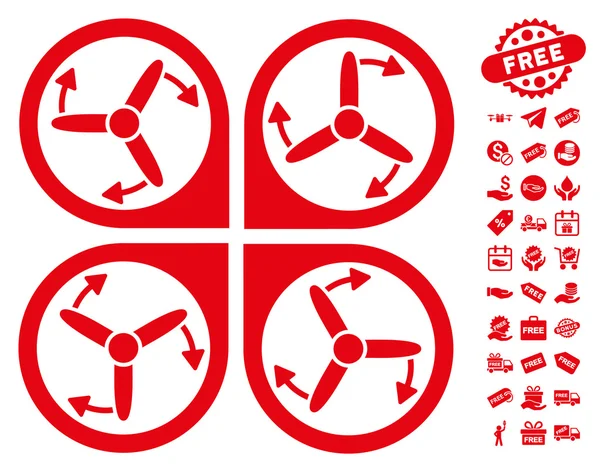 Ícone de rotação de parafusos de Copter com bônus grátis — Vetor de Stock