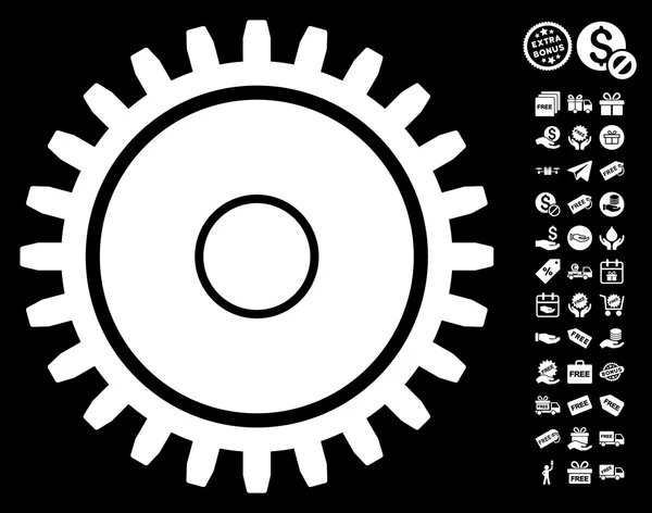 Cogwheel icono con bono gratis — Archivo Imágenes Vectoriales