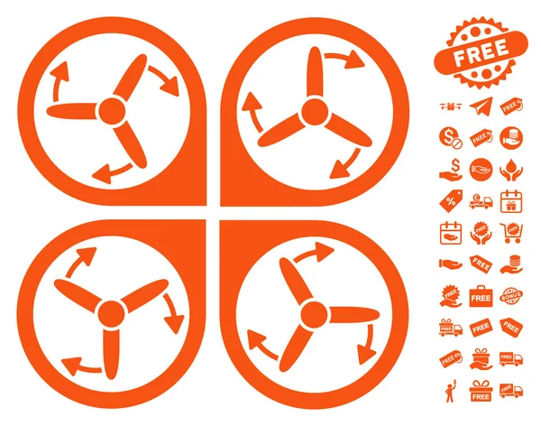Copter Schrauben Rotation Symbol mit kostenlosem Bonus — Stockvektor