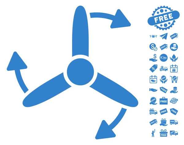 Drei-Blatt-Schrauben-Rotations-Symbol mit kostenlosem Bonus — Stockvektor