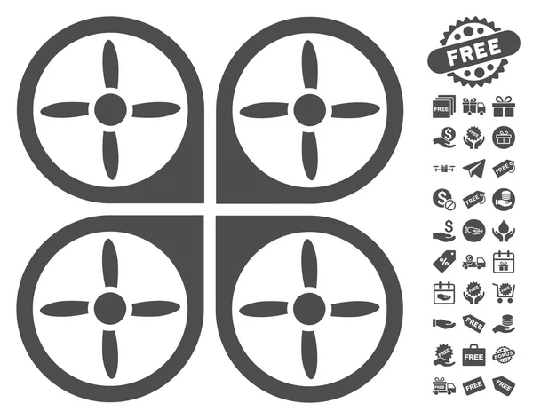 Helikoptéra ikona s Bonus zdarma — Stockový vektor