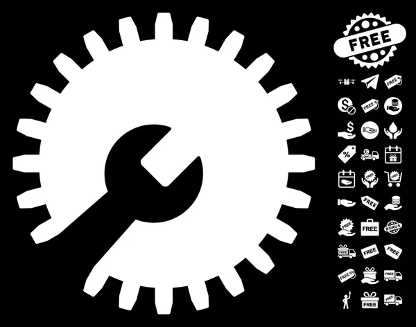 Outillage d'engrenage icône avec bonus gratuit — Image vectorielle