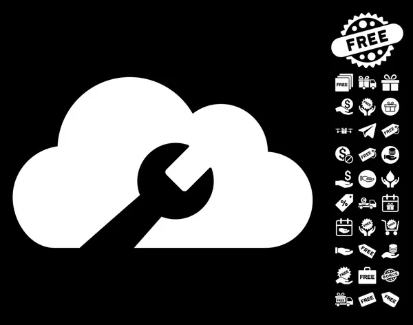 Ícone de ferramentas de chave de nuvem com bônus grátis — Vetor de Stock
