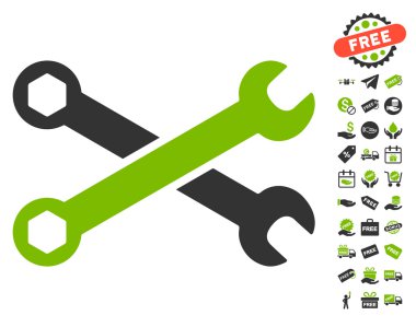 Ücretsiz Bonus simgesiyle yuvalı eğri somun anahtarları