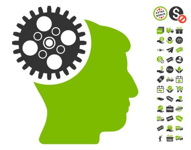 Ücretsiz Bonus ile baş Gearwheel simgesi