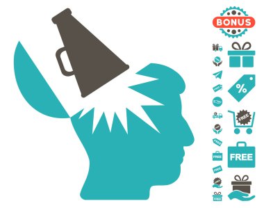 Ücretsiz Bonus ile açık beyin megafon simgesi
