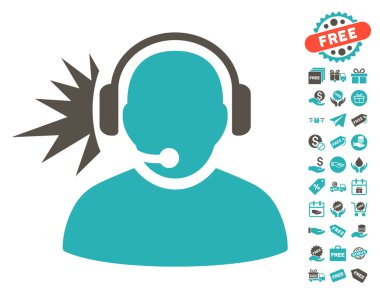 Ücretsiz Bonus ile operatör kulaklık sinyal simgesi