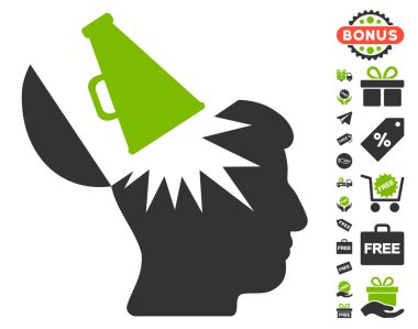 Ücretsiz Bonus ile açık beyin megafon simgesi