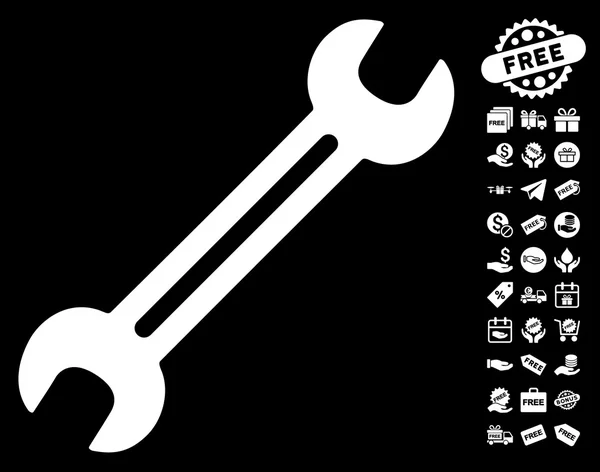 Wrench Icon With Free Bonus — Stock Vector
