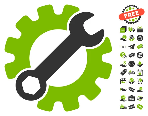 Service-Tools-Symbol mit kostenlosem Bonus — Stockvektor