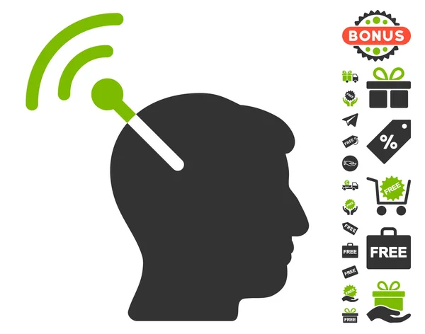 Icona di interfaccia neurale radio con bonus gratuito — Vettoriale Stock