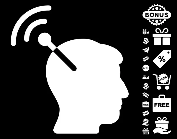 Icona di interfaccia neurale radio con bonus gratuito — Vettoriale Stock