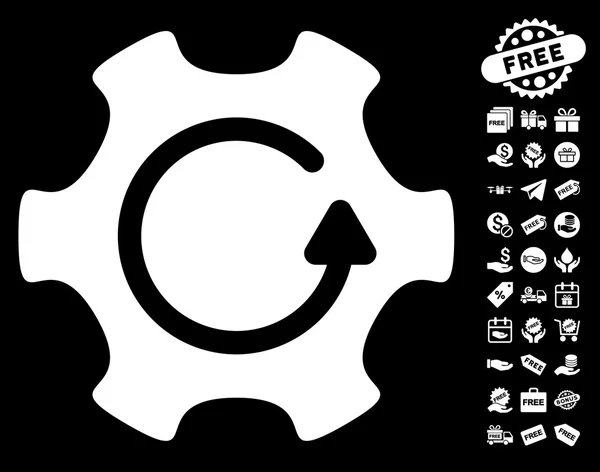 Rotate Gear Icon with Free Bonus — стоковый вектор
