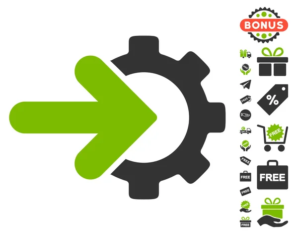 Gear Integration Icon With Free Bonus — Stock Vector