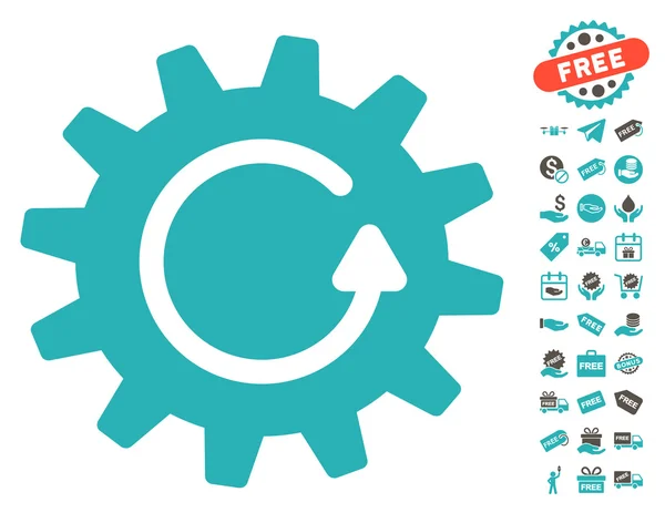 Cogwheel Rotation Icon พร้อมโบนัสฟรี — ภาพเวกเตอร์สต็อก