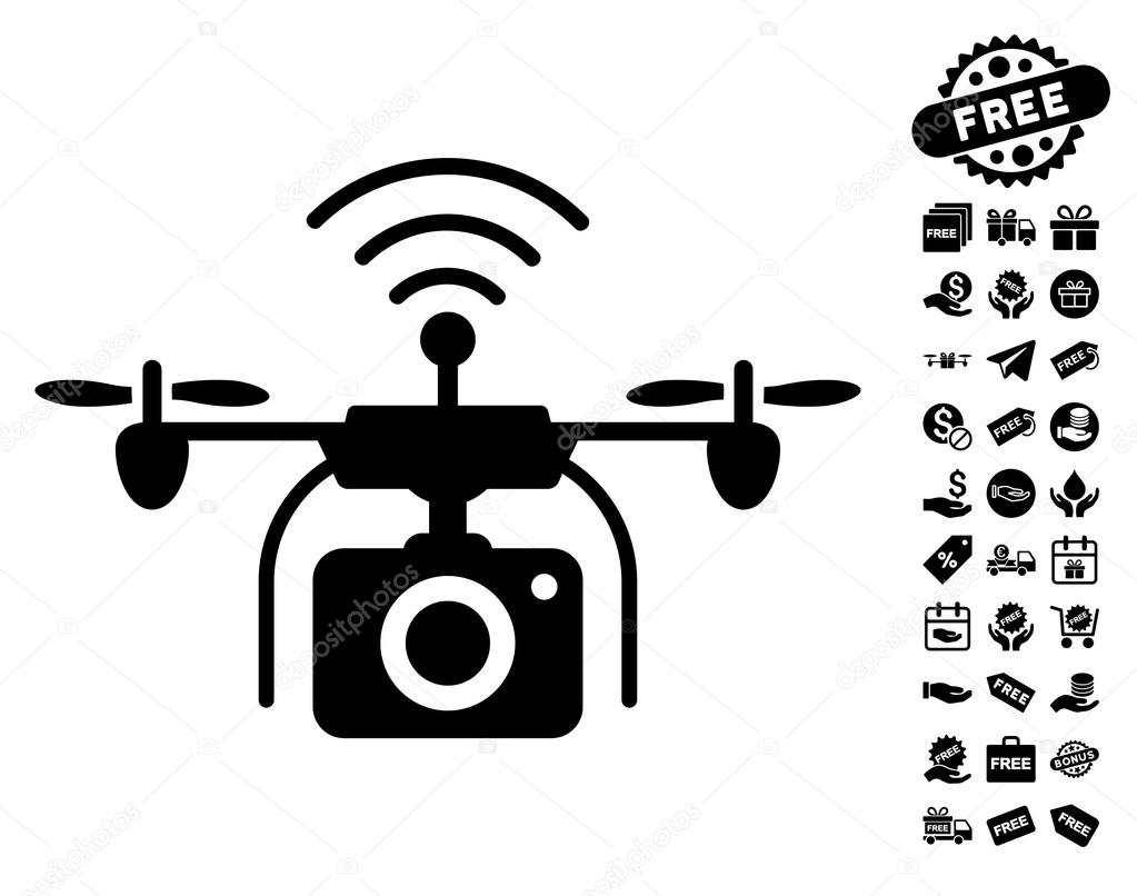 Radio Camera Drone Icon With Free Bonus
