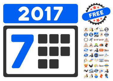 2017 hafta takvim simgesini 2017 yılı ile Bonus semboller