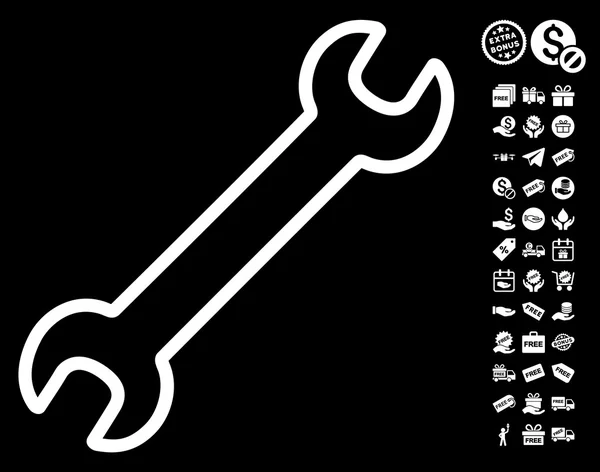 Contour Wrench Icon With Free Bonus — Stock Vector