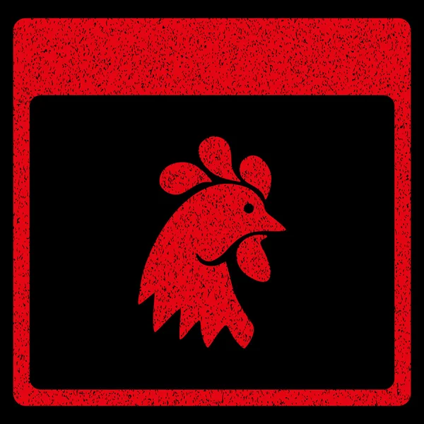 Rooster Head Calendar Page Grainy Texture Icon — Stock Vector