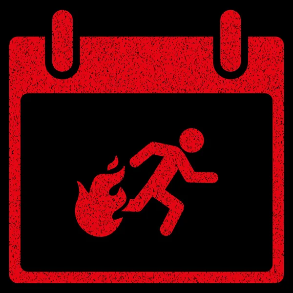 Fire Evacuation Man Calendar Day Grainy Texture Icon — Stock Vector