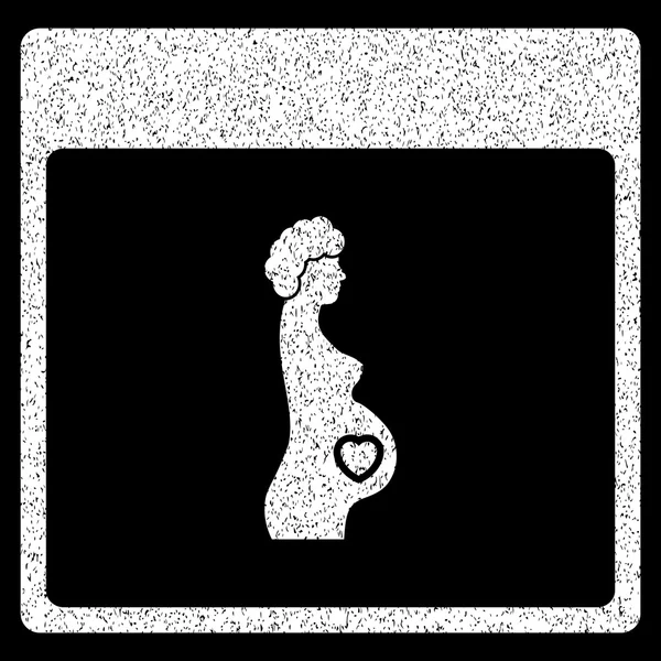 Hamile kadın takvim sayfası grenli doku simgesi — Stok Vektör