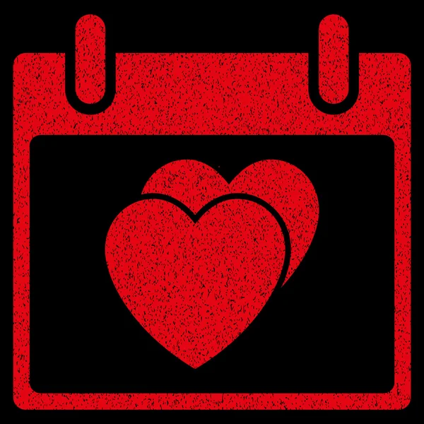 Hearts Calendar Day Grainy Texture Icon — Stock Vector